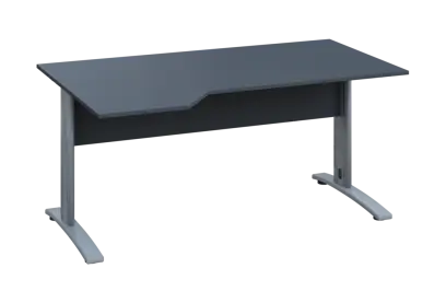 EZK 18 - 164 stůl kancelářský, rohový, levý, kovová podnož stříbrná, deska 18 mm, široký 1600 mm, antracit